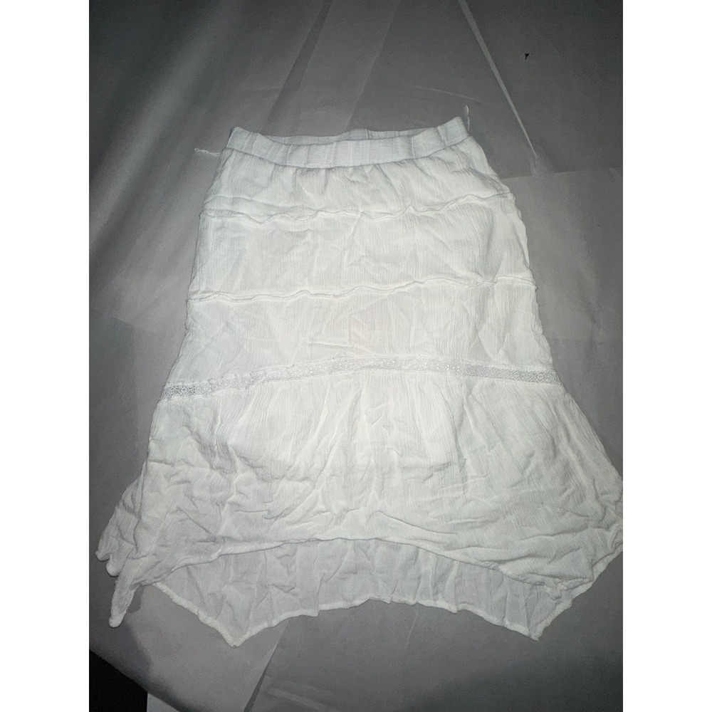 Amy Byer Girls White Tiered Handkerchief Hem Peasant Skirt Size M 10-12